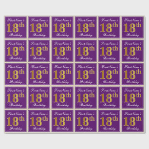 Papel De Presente Elegante, roxo, aniversário do ouro do falso 18o 