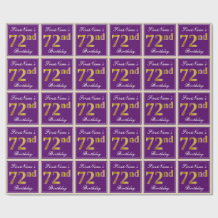 Papel De Presente Elegante, roxo, aniversário do ouro do falso 72nd