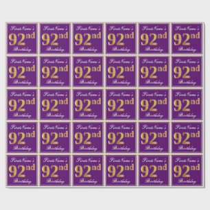 Papel De Presente Elegante, roxo, aniversário do ouro do falso 92nd