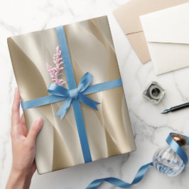 Papel De Presente Elegante seda fluida dourada champanhe com padrão 
