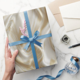 Papel De Presente Elegante seda fluida dourada champanhe com padrão 