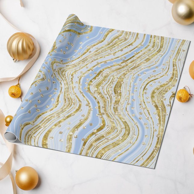 Papel De Presente Elegante Sequências Leves Azuis De Estilhaços Bril (Criador carregado)