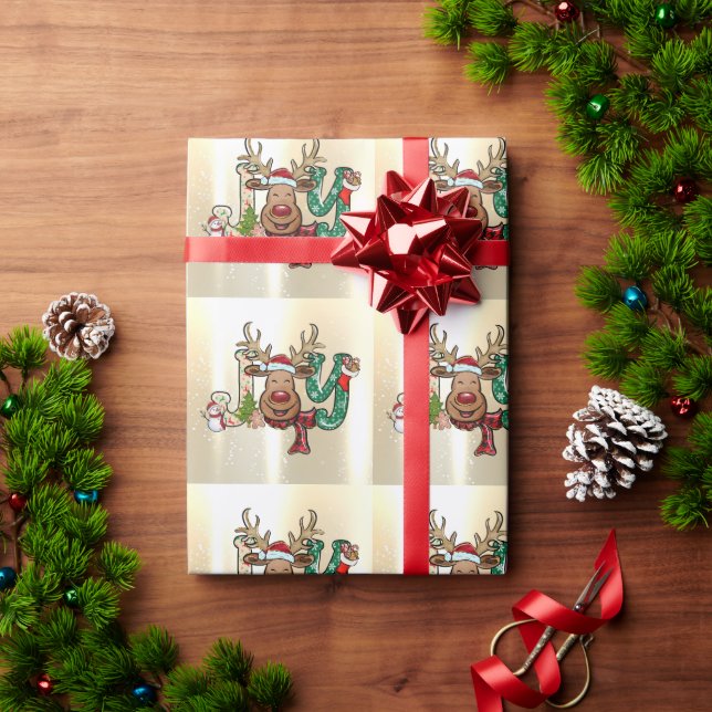 Papel De Presente Elegante Shiny,Faux Dourado,Reindeer,Snowman (Presente de Natal)