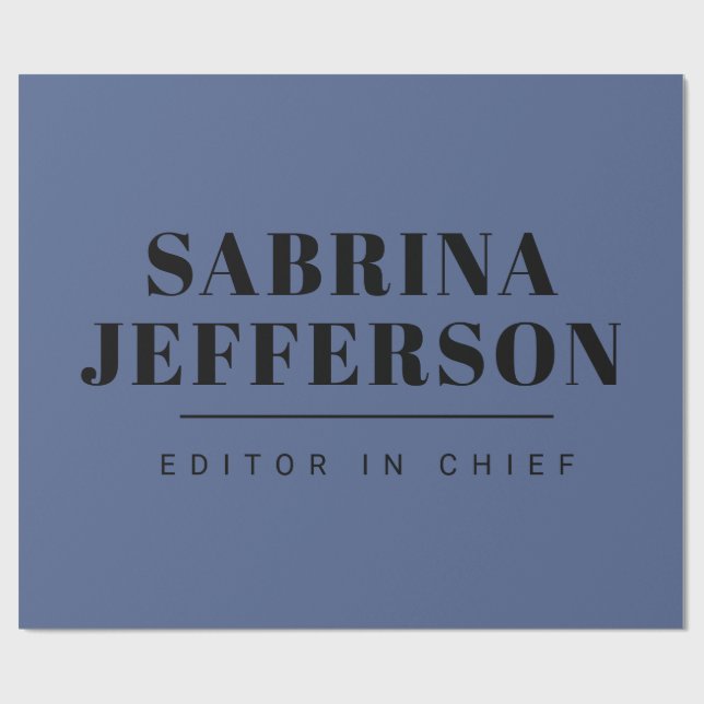 Papel De Presente Elegante Simples Azul Preto Único (Aberto)