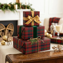 Elegante Tartan Xadrez Vermelho e Verde Natal Clás