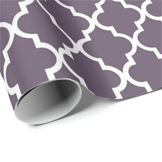 Papel De Presente Elegante, tenda, elegante quatrefoil roxo escura (Ponta do rolo)
