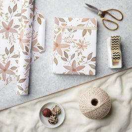 Papel De Presente Elegante Terracotta Blush Watercolor Floral