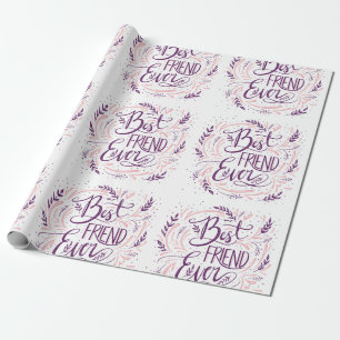 Papel De Presente Elegante Tipografia Amiga Para Sempre à Mão