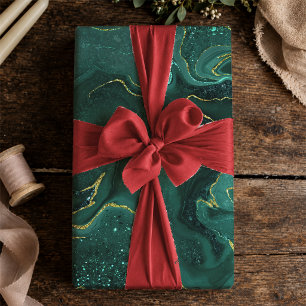 Papel De Presente Elegante Turquesa Dourado Marmorizado Fluido Abstr