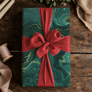 Papel De Presente Elegante Turquesa Dourado Marmorizado Fluido Abstr