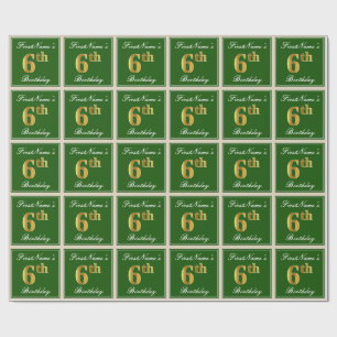 Papel De Presente Elegante, verde, aniversário do ouro do falso 6o