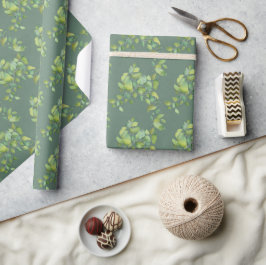 Papel De Presente Elegante verde botânico em aquarela