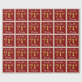 Papel De Presente Elegante, Vermelho, Falso Dourado Aniversário de 7