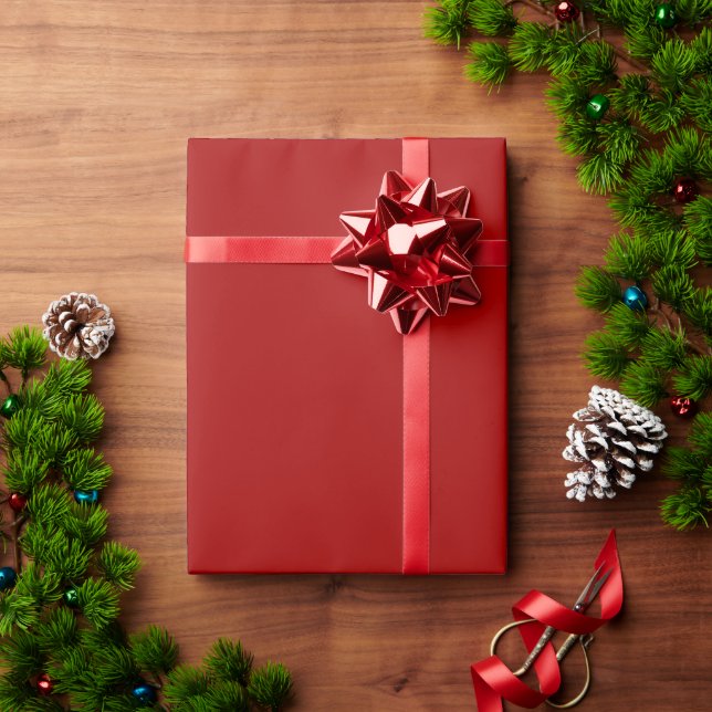 Papel De Presente Elegante vermelho maçã doce escuro simples clássic (Presente de Natal)