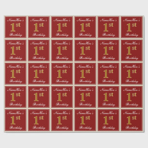 Papel De Presente Elegante, vermelho, primeiro aniversario do ouro
