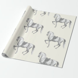 Papel De Presente Elegante Vintage Black White Lipizzaner Horse