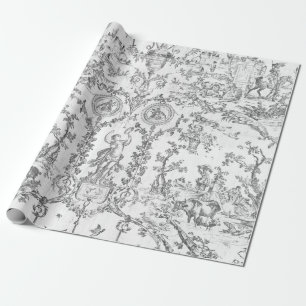 Papel De Presente Elegante Vintage Cinza Toile Francês Country Cláss