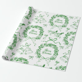 Papel De Presente Elegante Vintage Feliz Arcos de Natal Tóile Verde