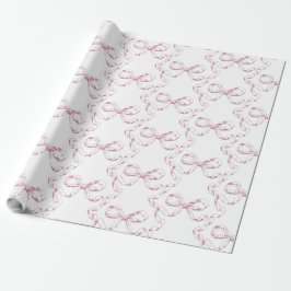 Papel De Presente Elegante Vintage Fofo Laços Préppy Rosa Toile