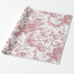Papel De Presente Elegante Vintage Francês Gravado Floral Toile-Pink<br><div class="desc">Padrão de madeira elegante e ornamentado,  cor-de-rosa e branco,  toile de jouy,  com flores exóticas,  vinhas e folhagem interligadas com terras e cestos de rosas. Este padrão foi adaptado de um fragmento histórico têxtil francês cerca de 1910 na coleção Smithsonian.</div>