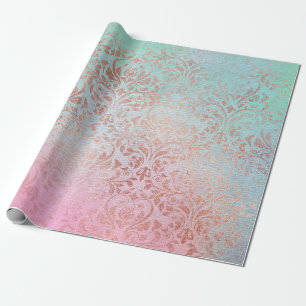 Papel De Presente Elegante vintage rosa gold damask watercolor