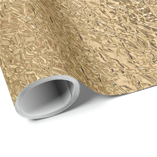Papel De Presente Elegante visual de textura em dourado metálico (Ponta do rolo)