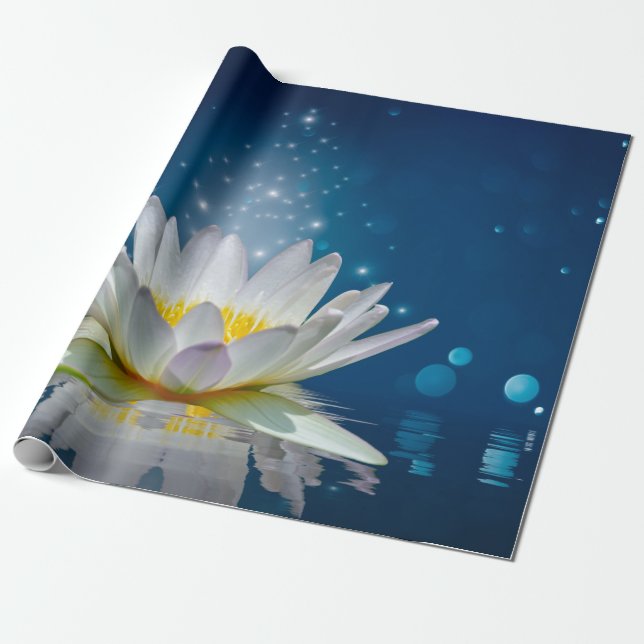 Papel De Presente Elegante White Lotus (Desenrolado)