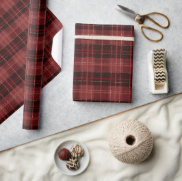 Papel De Presente Elegante Xadrez de Natal Vermelho e Preto das Fest