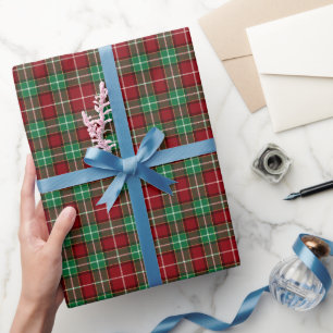 Papel De Presente Elegante xadrez escocês em verde e vermelho Person