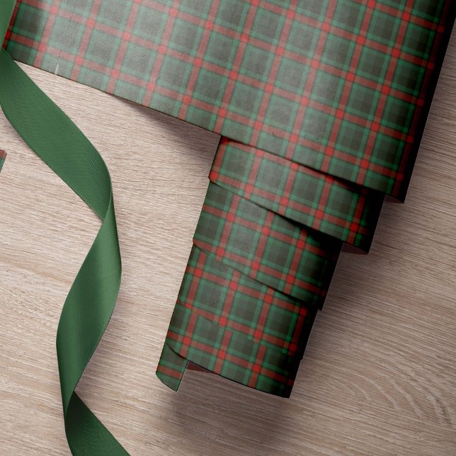 Papel De Presente Elegante xadrez rústico natal vermelho verde cláss (Criador carregado)