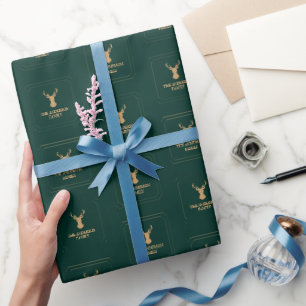 Papel De Presente Elegante Xadrez Tartan Feliz Natal Sobrenome da Fa