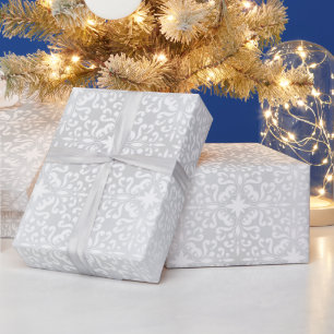 Papel De Presente Elegantes Espirais Prateadas