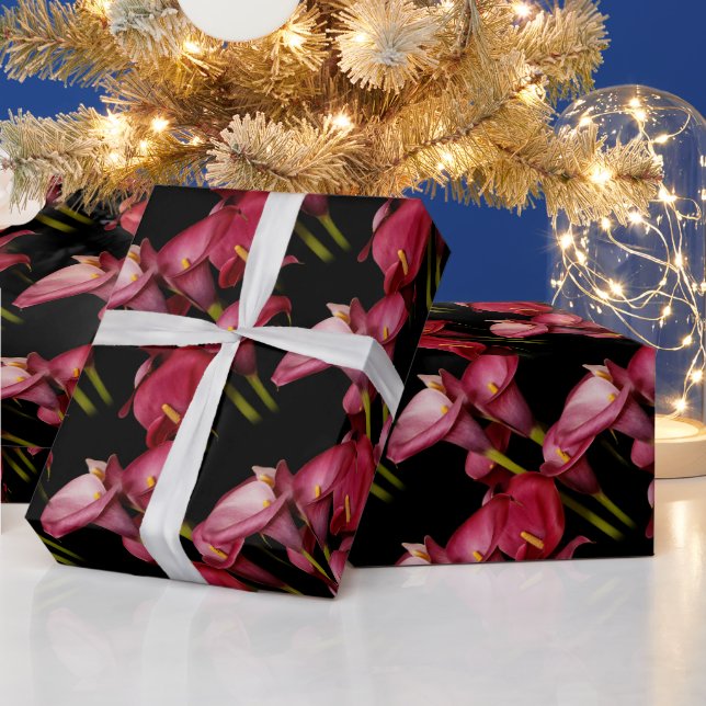 Papel De Presente Elegantes Lírios-de-calá Roxos Florais (Feriados)
