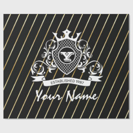 Papel De Presente Elegenat White Monagram Papel embrulhado forjado