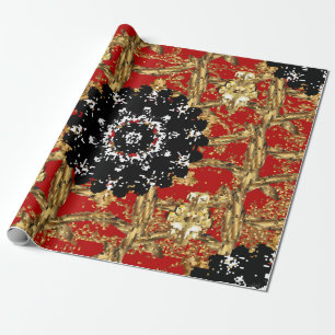 Papel De Presente elemento ouro em fundo vermelho. Vintage
