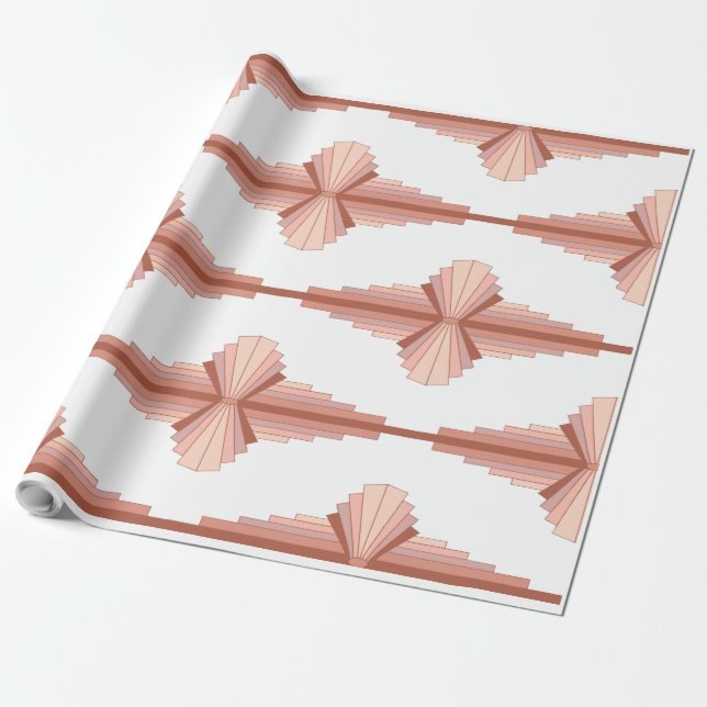 Papel De Presente Elementos de arte deco numa paleta dourada rosa (Desenrolado)
