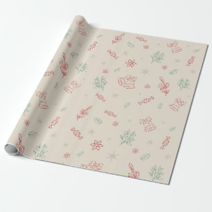 Papel De Presente Elementos de Natal Mínimos Bonitos
