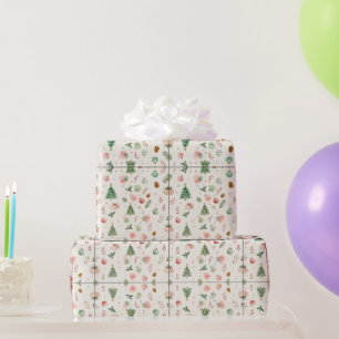Papel De Presente Elementos Natalinos em Aquarela Confortáveis Padrã