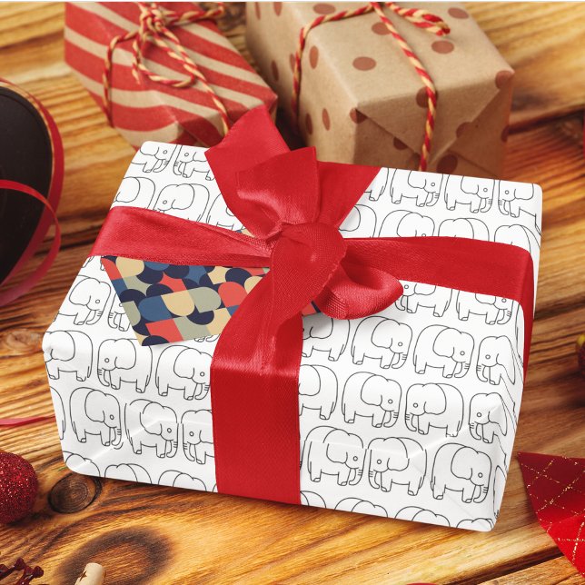 Papel De Presente Elephant Cartoon (elephant drawing birthday packing gift wrap,gift wrapping paper,return gift wrap paper,paper gift)