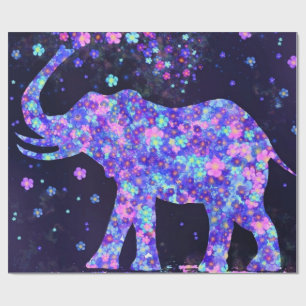 Papel De Presente Elephant Flowers - Adicione sua Imagem / Texto / N