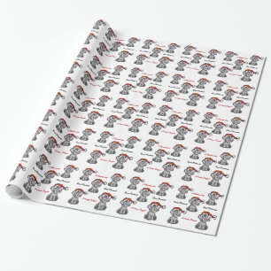 Papel De Presente Elephant with Santa Hat Gift Wrap