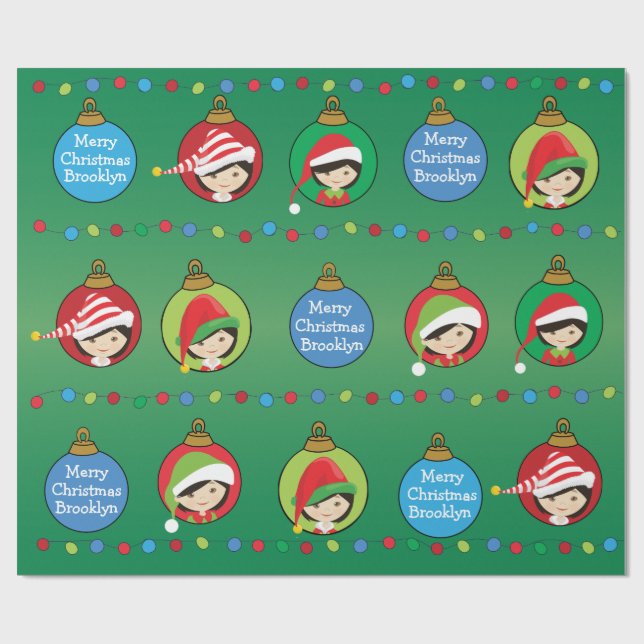 Papel De Presente Elf de Garota Asiática Personalizada (Aberto)