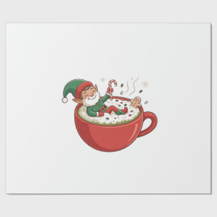 Papel De Presente Elf Engraçado Tomando Bathub com Matcha Beber