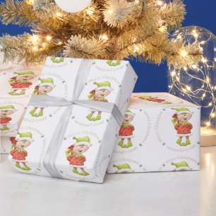 Papel De Presente Elfo de Natal com Presente
