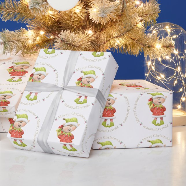 Papel De Presente Elfo de Natal com Presente (Feriados)