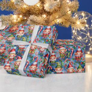 Papel De Presente Elfo de Natal festivo