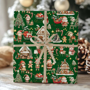 Papel De Presente Elfos da Oficina do Papai Noel Fofo Decoupage de N