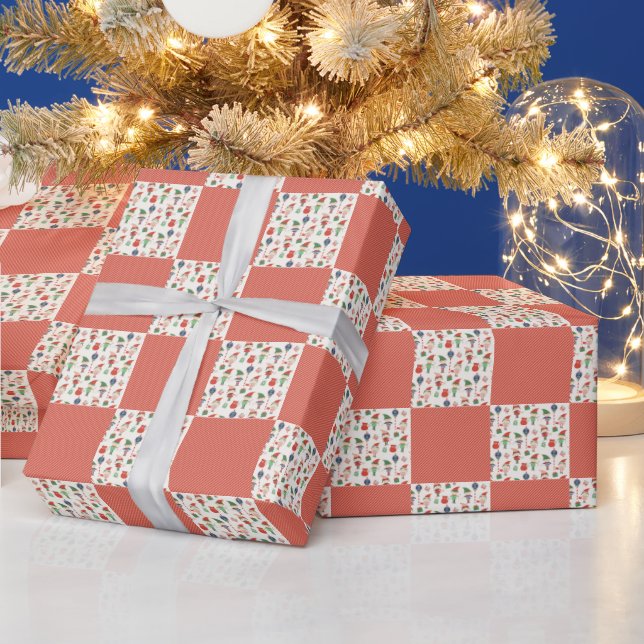 Papel De Presente Elfos de Natal Com Listras Vermelhas (Feriados)