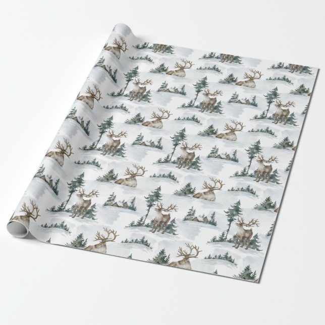 Papel De Presente Elk Deer Reindeer Reindeer Cabin Gift (Desenrolado)