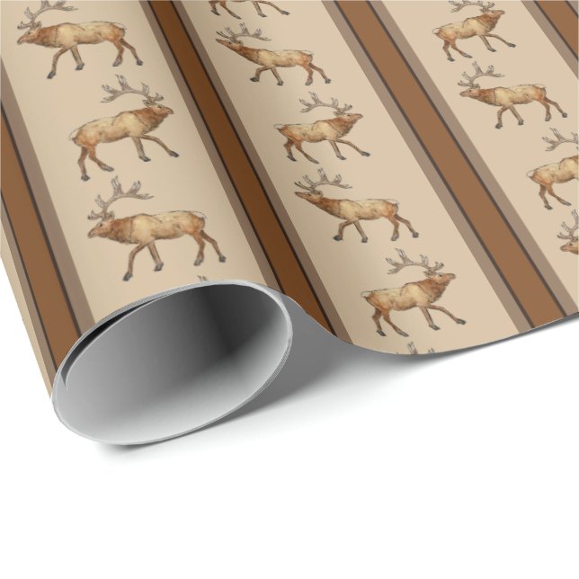 Papel De Presente Elk Stripe (Ponta do rolo)